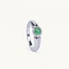 Silver Green Stone Ring with Crystal Accent Band