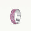 Pink Crystal Pavé Statement Ring with Silver-Tone Finish