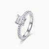 Elegant Silver Princess Cut Pave Ring with Sparkling Stone Band