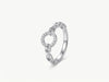 Elegant Silver Circle Link Ring with Sparkling Stones for Women