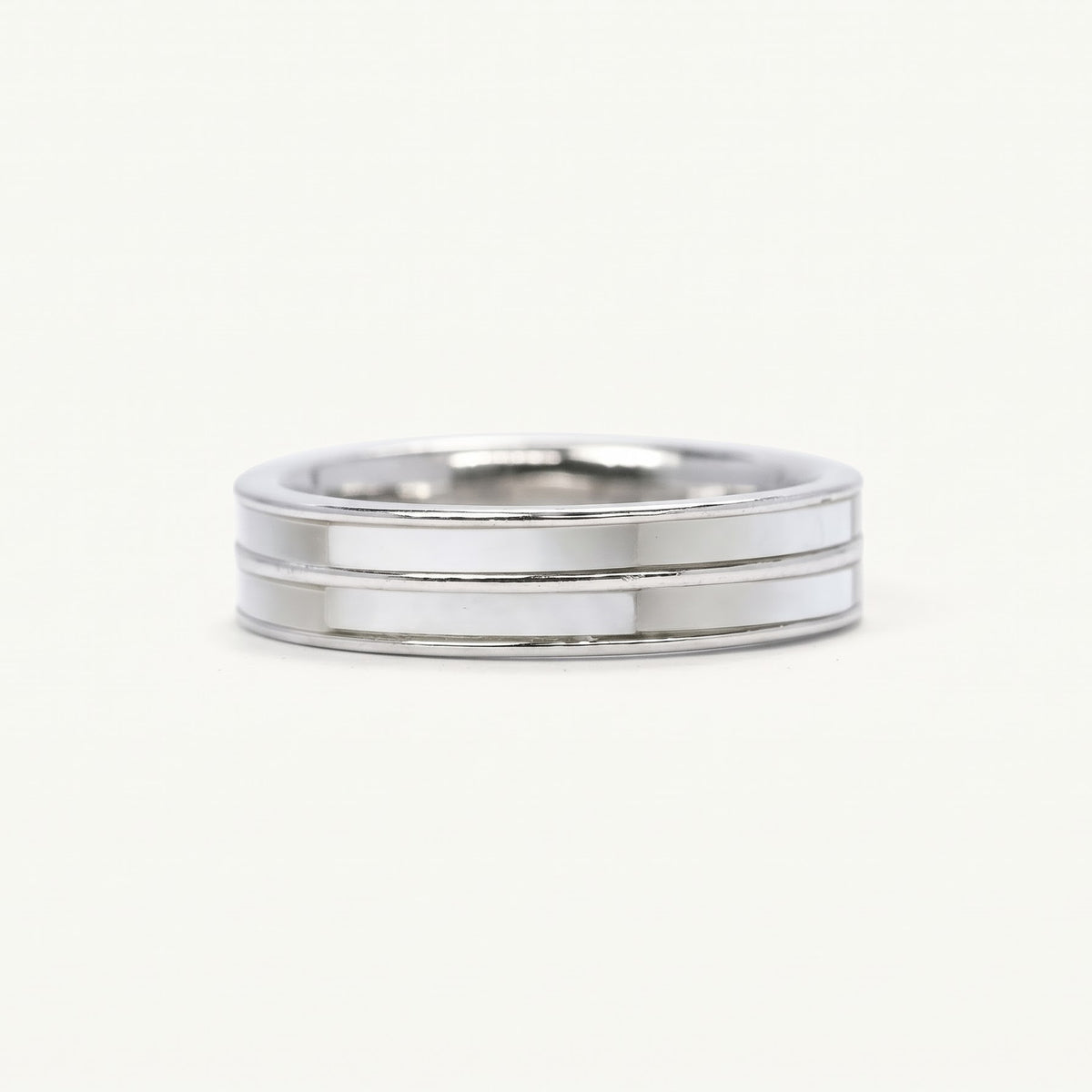 Classic Silver-Tone Double-Line Band Ring