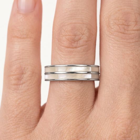 Classic Silver-Tone Double-Line Band Ring