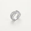 Elegant Silver Twisted Pavé Band Ring with Double Sparkling Rows