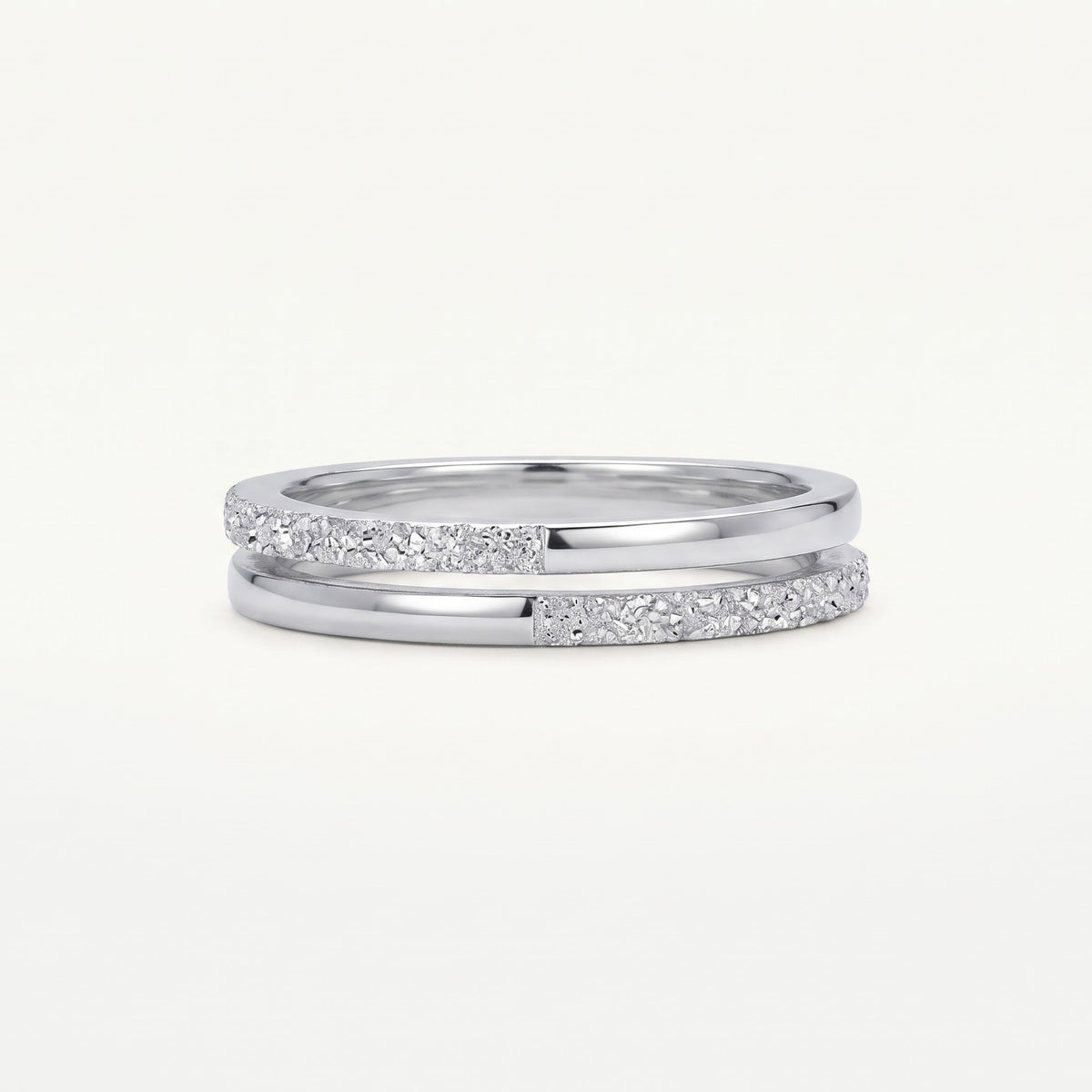 Elegant Silver Pave Half Eternity Ring with Sparkling Stone Band