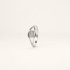 Elegant Oval Crystal Silver Ring with Geometric Openwork Design