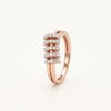 Rose Gold Open Band Ring with Five Rows of Sparkling Stones