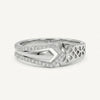 Elegant Silver Double Band Ring with Geometric Pavé Design