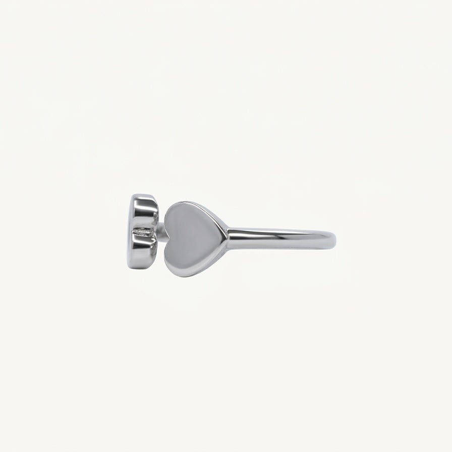 Elegant Silver Double Heart Open Ring for Women