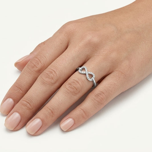 Elegant Infinity Heart Pavé Ring with Sparkling Clear Stones