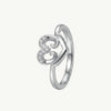Elegant Silver Heart Ring with Sparkling Pavé Stones