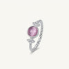 Elegant Pink Cat's Eye Stone Twisted Band Ring for Women