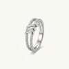 Elegant Silver Double Band Ring with Sparkling Stone Detailing