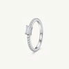 Elegant Silver Emerald-Cut Halo Accent Ring