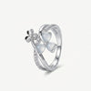 Elegant Heart Blue Stone & Floral Pavé Ring for Women