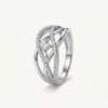 Elegant Silver Double Band Ring with Sparkling Center Stone