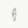 Elegant Silver Solitaire Ring with Leaf-Inspired Sparkling Design
