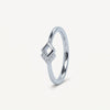 Elegant Silver Geometric Openwork Ring with Sparkling Detail