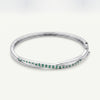 Green Emerald-Style Crystal Bangle Bracelet for Women – Elegant Silver Tone Design