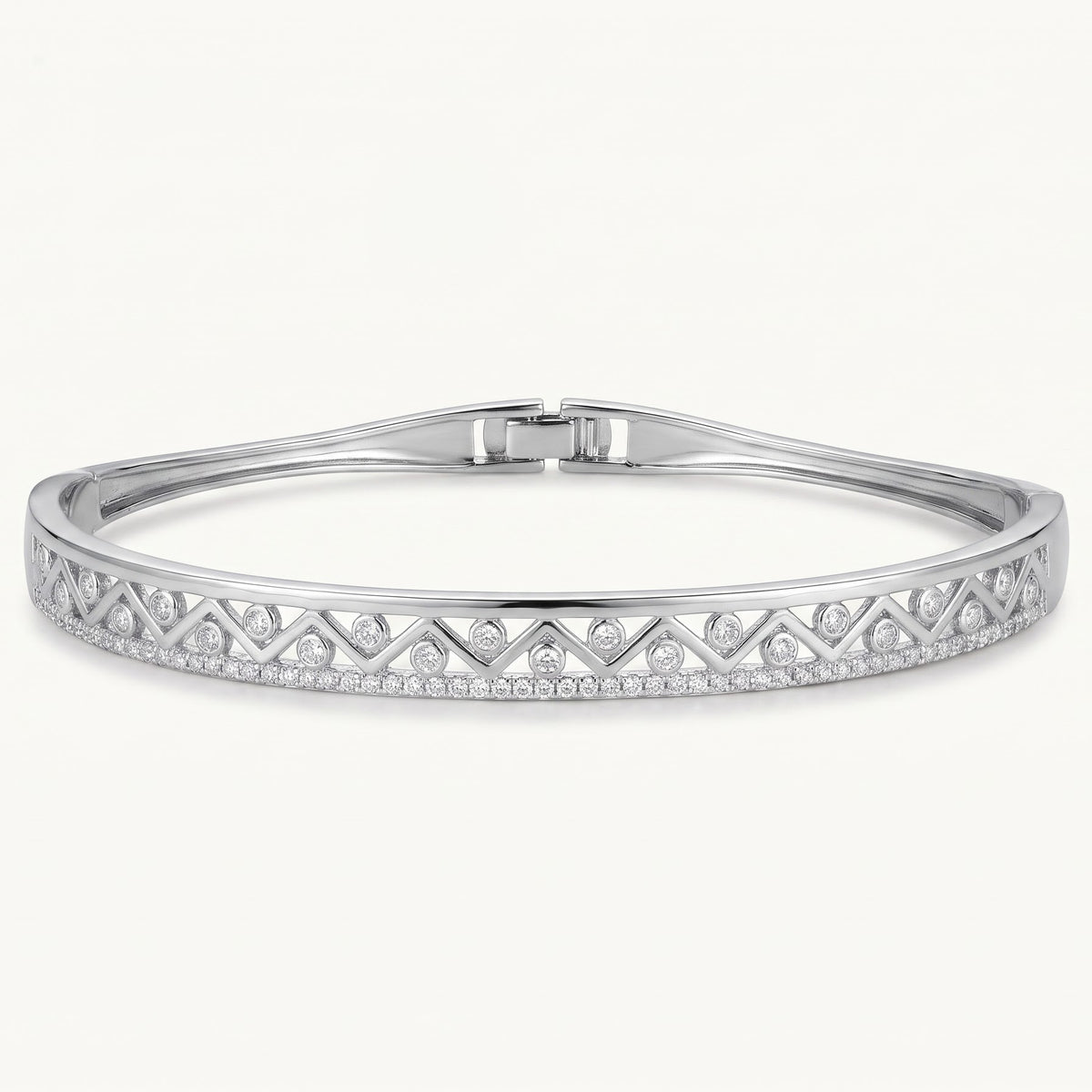 Elegant Floral Crystal Bangle Bracelet – Silver Tone Pavé Statement Jewelry