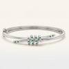 Silver Open Cuff Bracelet for Women – Green & Clear Stone Wrap Design