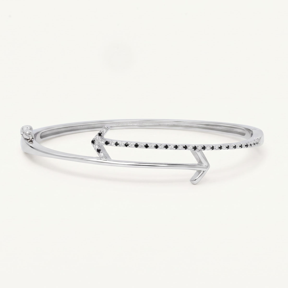 Elegant Arrow Crystal Bangle – Silver-Tone Open Cuff Bracelet
