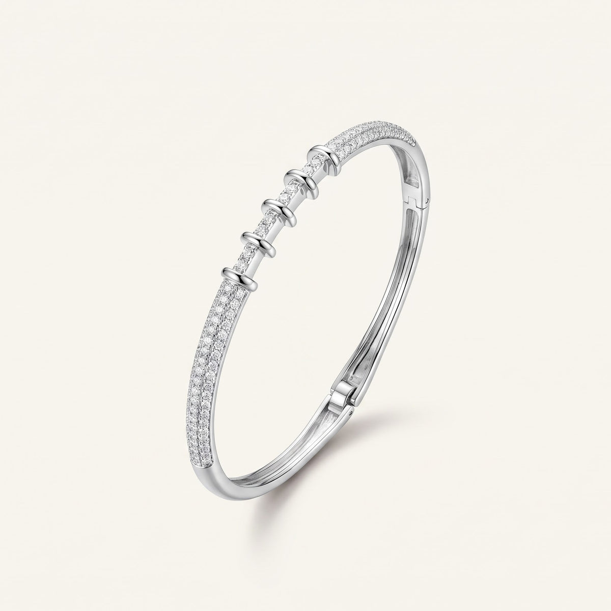 Sterling Silver Star Crystal Pavé Bangle Bracelet for Women