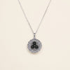 Elegant Silver Bird Nest Black Gemstone Pendant Necklace