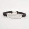 Silver Honeycomb CZ Leather Bracelet for Men