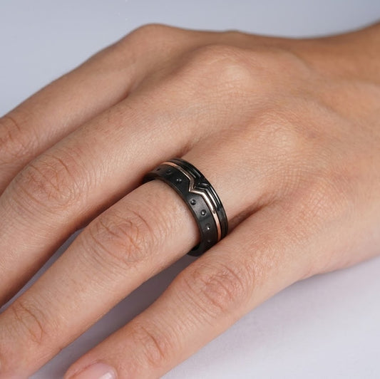 Black & Rose Gold Arrow Accent Ring