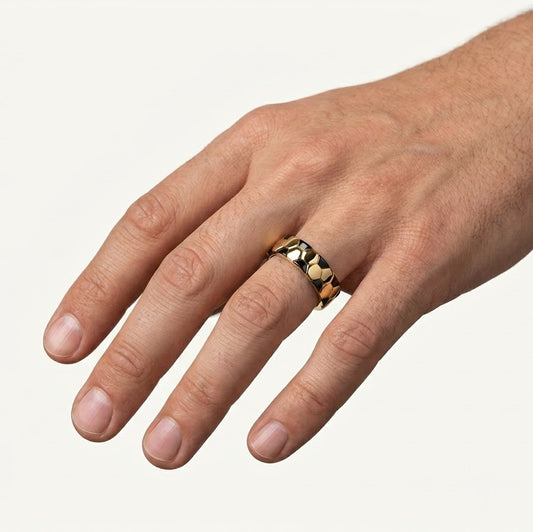 Rose Gold & Black Honeycomb Pattern Ring