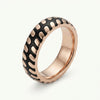 Black & Rose Gold Patterned Wide Band Ring