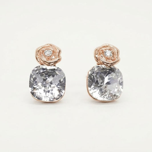 Rose Gold Oval Crystal Drop Stud Earrings