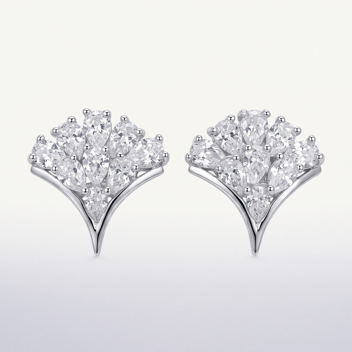 Silver Marquise Crystal Cluster Stud Earrings