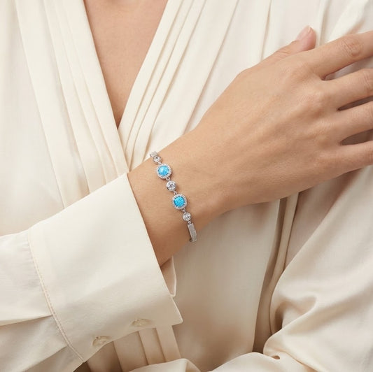 Blue Opal & CZ Bracelet