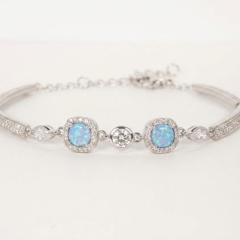Blue Opal & CZ Bracelet