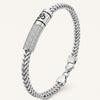 Men's Silver Om Chevron Link Bracelet with Crystal Bar