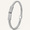 Men's Silver Chevron Link Bracelet with Crystal Bar