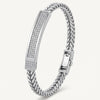 Men's Silver Cuban Link Bracelet with Crystal Bar