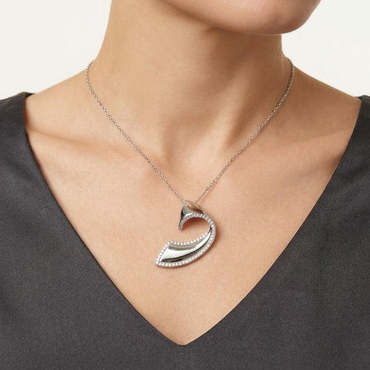 Elegant Curved Pavé Necklace & Earrings Jewellery Set