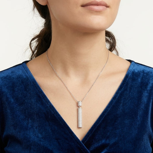 Pavé Bar Pendant Necklace & Drop Earrings Set