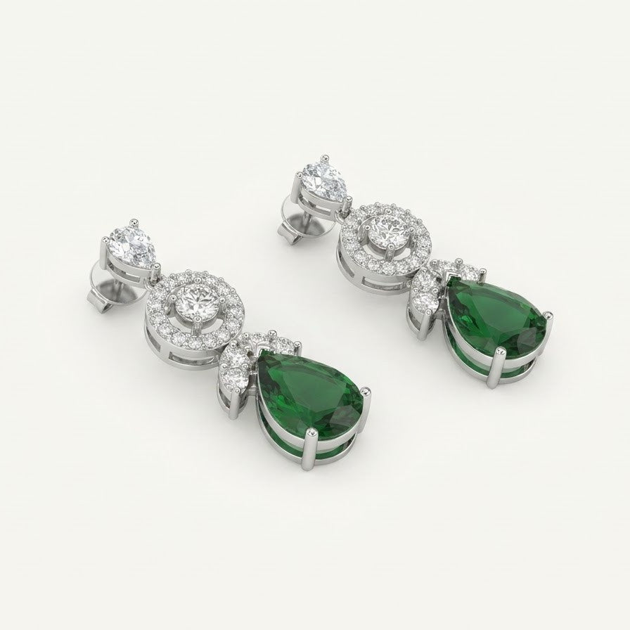 Green Gemstone Necklace & Earrings Set