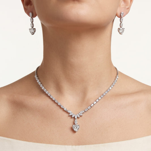 Heart-Shaped Necklace & Earrings Set