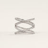 Silver Triple Interwoven Crystal Band Ring