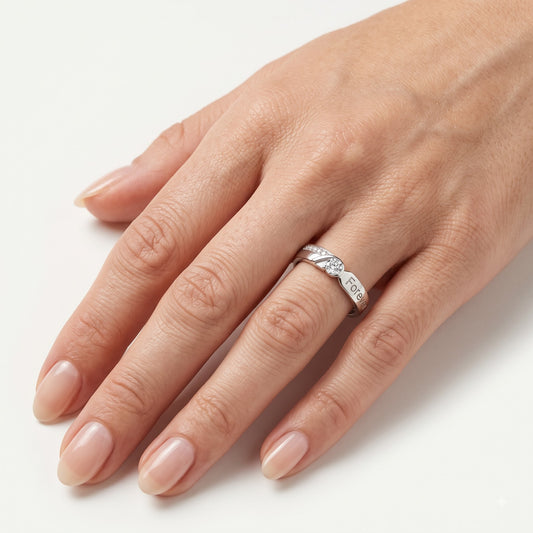 Elegant Silver Forever Ring with Sparkling Centre Stone