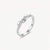 Elegant Silver Leaf-Inspired Pavé Ring with Sparkling Clear Stones