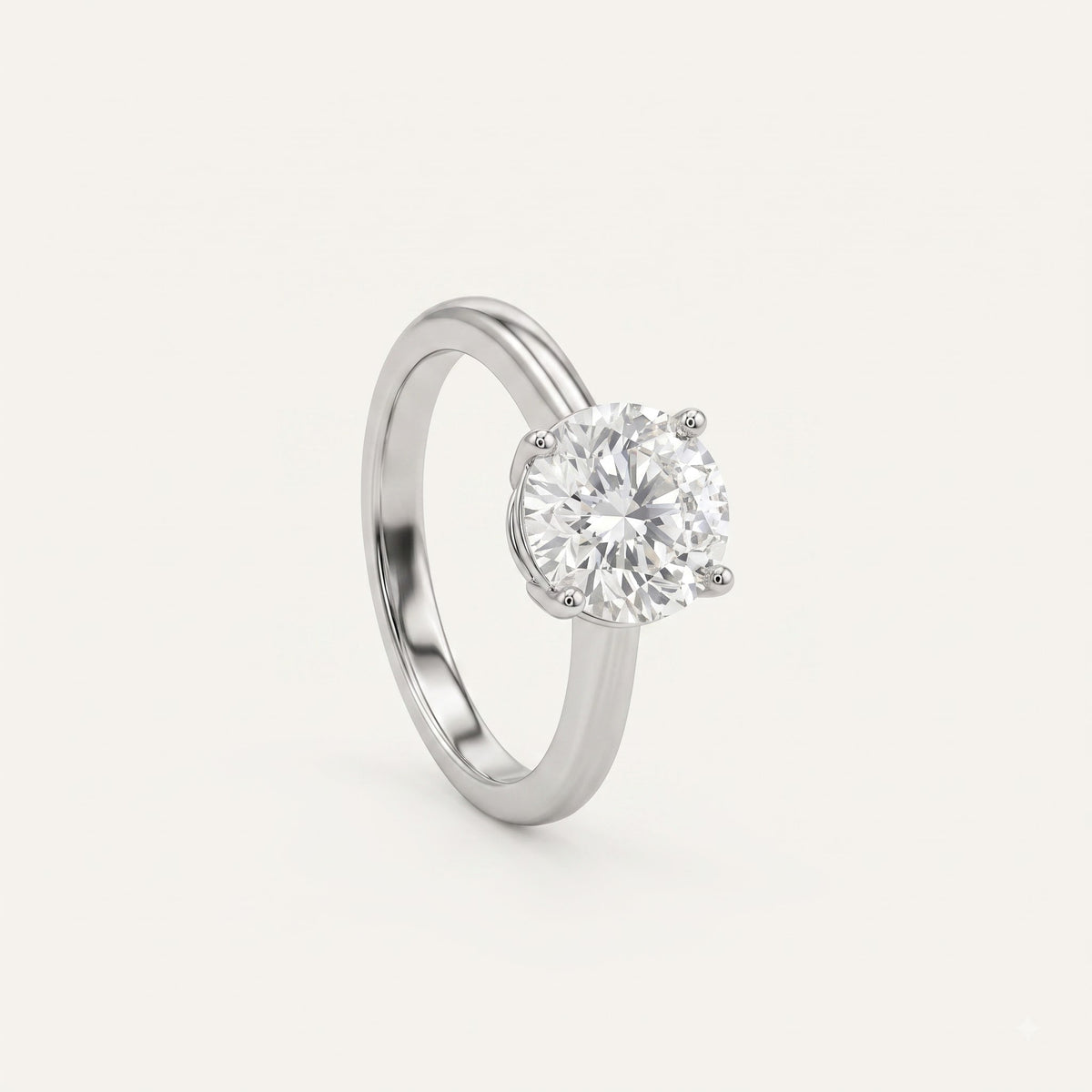 Classic Round Solitaire Ring with Brilliant Clear Centre Stone
