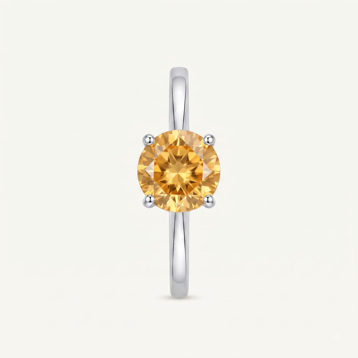 Elegant Golden Round-Cut Crystal Solitaire Ring