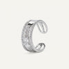 Silver Baguette Crystal Open Cuff Statement Ring