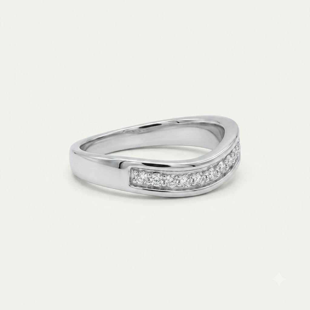 Elegant Silver Pavé Band Ring with Sparkling Clear Stones