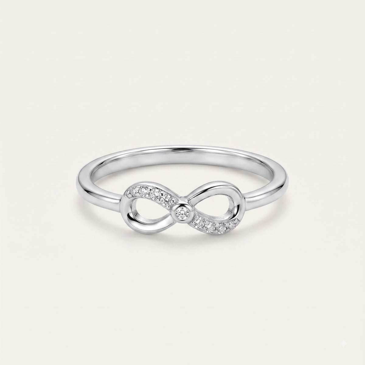 Elegant Silver Infinity Ring with Sparkling Pavé Detail